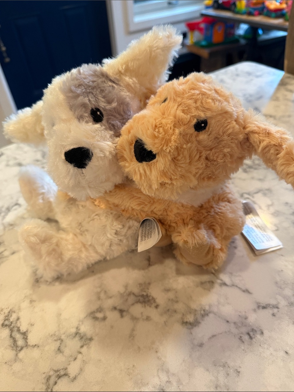 Warmies Plush Hugging Dog Set - Cream & Tan